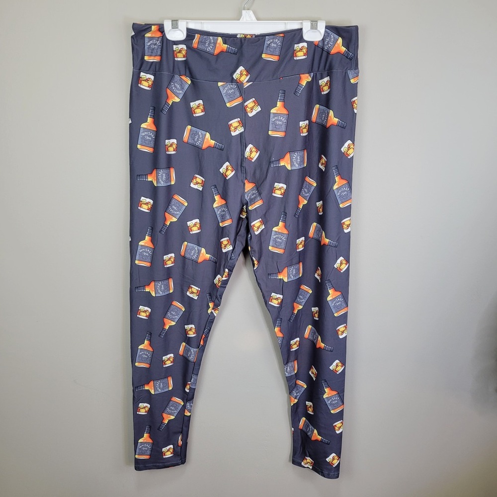 Dren Designs Whiskey Love Polyester Spandex Ankle Leggings‎ Extended Plus Size